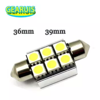HK Post free 100 шт./лот гирлянда Canbus без ошибок 36 мм 39 мм 6 SMD 5050 LED 6SMD белые автомобильные интерьерные лампочки DC12V