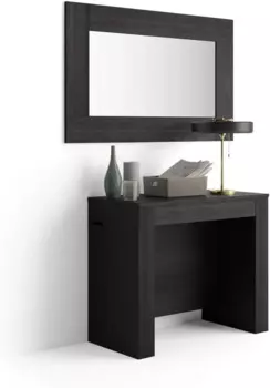 home. Выдвижной консольный столик с держателем для листьев, 17,7 (120,1) x35,4 дюйма, черный ясеневый цвет, для 4-12 человек