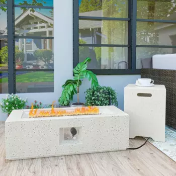 HOMPUS уличная пропановая костра 50 000 БТЕ 42 x 17 дюймов прямоугольный бетонный газовый пожарный стол снаружи бездымная мебель для каминной трубы