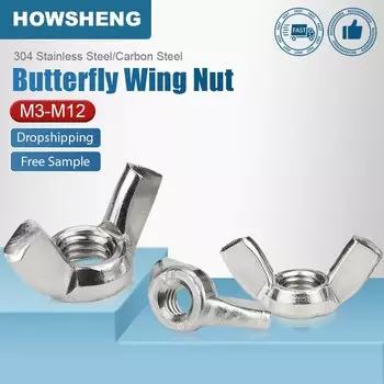 HOWSHENG 3-40 шт., гайки с крыльями бабочки, цинкованная ручная затяжка гайки из нержавеющей стали DIN315