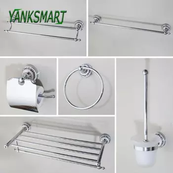 Хромированная Полированная полка YANKSMART для ванной комнаты, держатель для бумаги, крючок для пальто, вешалка для полотенец, набор аксессуаров для ванны, простой стиль