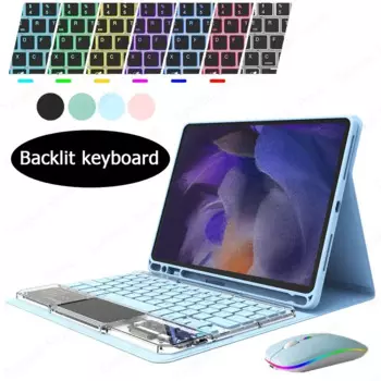 Хрустальная клавиатура с подсветкой для Galaxy Tab S8 Case X700 X706, клавиатура с сенсорной панелью для Samsung Tab S7 SM-T870 T875 Tab S7 S8, клавиатура