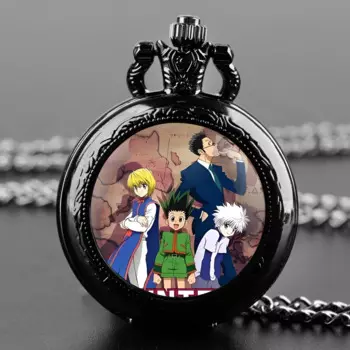 HUNTERxHUNTER дизайнерские стеклянные купольные кварцевые карманные часы с прочной цепью арабские цифры Циферблат для мужчин и женщин креативные подарки