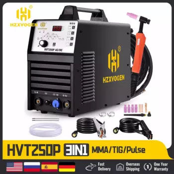 HZXVOGEN 200A Алюминиевый сварочный аппарат AC/DC Tig HF TIG/MMA ARC Импульсный аргоновый сварочный аппарат IGBT Инвертор 2T/4T Сварочное оборудование HVT250P