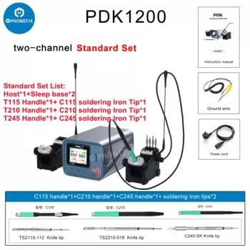 i2C PDK1200 Интеллектуальная паяльная двойная станция с ручкой C245 C210 C115, сварочные утюги, станция для ремонта припоя печатных плат SMD