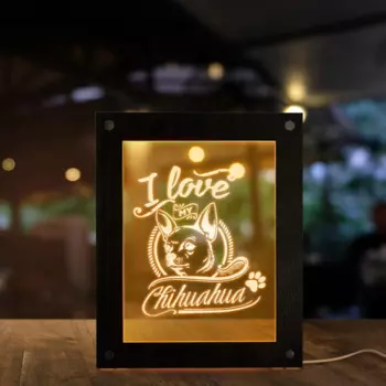 I Love My Chihuahua Doggie освещение текст фоторамка настроение свет подарок для чихуахуа любовника щенка светодиодный акриловый сонный Настольный светильник