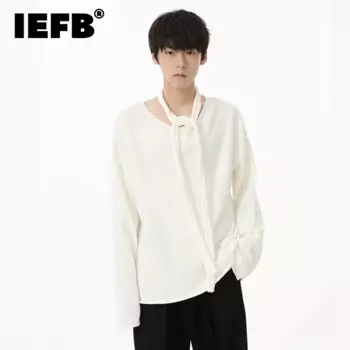 IEFB новый тренд мужской свитер повседневный вязаный круглый воротник на шнуровке однотонный пуловер одежда в корейском стиле мужская одежда 9C6935