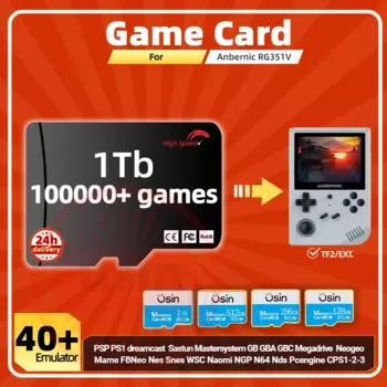 Игровая карта для Anbernic RG351V, карта памяти TF Plug & Play, предварительная установка, Ретро игры PSP PS1 SD портативная ручная высокоскоростная карта 1 ТБ 512 ГБ