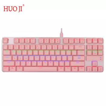 Игровая клавиатура HUO JI E-YOOSO, радужная Механическая игровая клавиатура, синий переключатель, съемный кабель типа C, проводная, 87 клавиш, для Windows и ПК