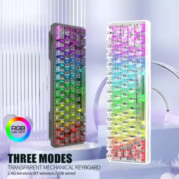 Игровая клавиатура K30Pro, 61 клавиша, 2,4G BT, Проводная Механическая клавиатура с горячей заменой, Bluetooth, прозрачная клавиатура с RGB-подсветкой для ноутбука
