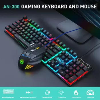 Игровая клавиатура RGB, игровая клавиатура и мышь с подсветкой, клавиши USB 104, проводная эргономичная клавиатура для ПК и ноутбука