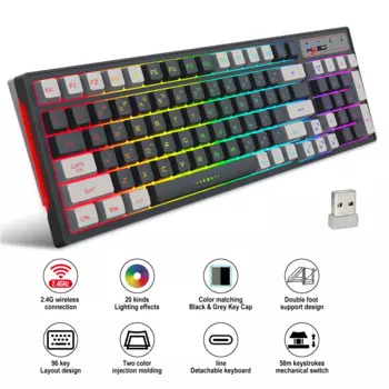 Игровая клавиатура с подсветкой, 96 клавиш, 2,4 ГГц, USB