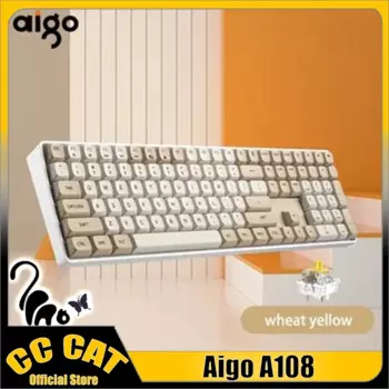 Игровая механическая клавиатура Aigo A108, проводная клавиатура с 110 клавишами, Usb Type-C, синими переключателями, пользовательская перезаряжаемая клавиатура для любителей игр с возможностью горячей замены