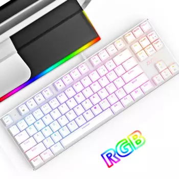 Игровая механическая клавиатура с подсветкой Mix/RGB, проводная USB клавиатура US/RU, черный/красный переключатель с защитой от фиктивных нажатий, для геймеров на ноутбуках и ПК