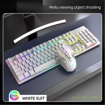 Игровая механическая клавиатура с радужной RGB подсветкой, USB клавиатура и мышь, эргономичный Набор для ПК, ноутбука, компьютера, геймера