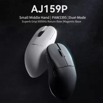 Игровая мышь Ajazz AJ159P PAW3395 с датчиком 26000 точек на дюйм, 2,4G/проводная/BT, трехрежимная USB-оптическая мышь для киберспорта с магнитной зарядной док-станцией