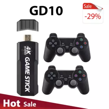 Игровой джойстик GD10 4K 128 ГБ, новая Ретро игровая консоль 2,4G, беспроводные контроллеры, HD выход 40 + симуляторы 40000 + встроенные игры