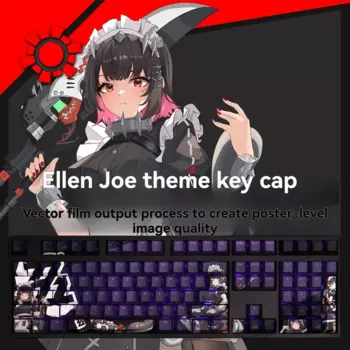 Игровые колпачки для клавиш Ellen Joe PBT, колпачки для механических клавиатур с сублимационной печатью в виде вишни, аксессуары для механических клавиатур, колпачки для клавиш на заказ, Акула, девушка
