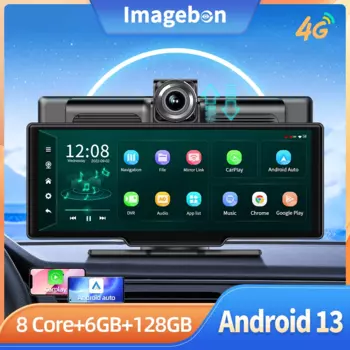 Imagebon 10,26 дюйма 4G LTE Android 13 Видеорегистратор ADAS GPS-навигация Зеркало заднего вида Камера FM AUX 24H Монитор парковки Автомобильный видеорегистратор