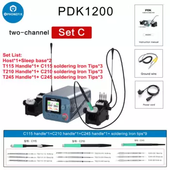 Интеллектуальная двойная паяльная станция i2C PDK1200, 300 Вт, поддержка T115 T210 T245, наконечники для паяльной ручки для BGA CPU IC, сварка, ремонт