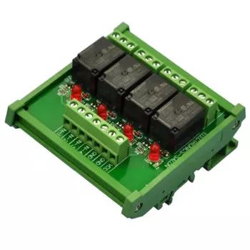 Интерфейсный модуль реле мощности 4 SPDT 10Amp для монтажа на DIN-рейку электроники, версия 24 В постоянного тока.