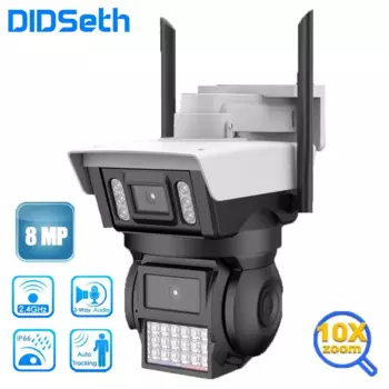 IP-камера DIDSeth, 4K, 8 Мп, Wi-Fi, водонепроницаемая, с двумя объективами и тремя экранами