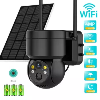 IP-камера PTZ, 4 МП, HD, встроенная беспроводная, солнечная, Wi-Fi, 7800 мАч