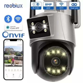 IP-камера Reobiux с Wi-Fi и PTZ, 8 Мп, двойной объектив