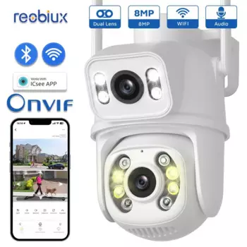 IP-камера Reobiux с Wi-Fi и PTZ, 8 Мп, двойной объектив