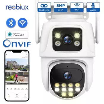 IP-камера Reobiux с Wi-Fi, PTZ, 8 Мп, двойной объектив