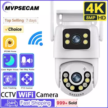 IP-камера с двойным объективом, 4K, 8 Мп, Wi-Fi, PTZ
