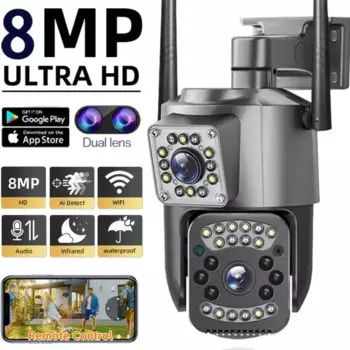 IP-камера с двойным объективом, 8 Мп, 4K, Wi-Fi, PTZ