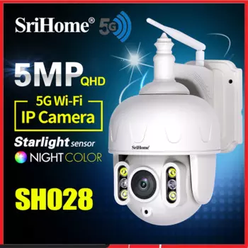 IP-камера Srihome SH028 уличная Водонепроницаемая с 5-кратным оптическим зумом, 360 МП, МП, Wi-Fi