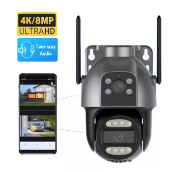 IP-камера видеонаблюдения, 2 объектива, 8 Мп, Wi-Fi, PTZ
