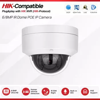 IP-камера видеонаблюдения 4K, 8 Мп, PoE, ИК, 6 МП