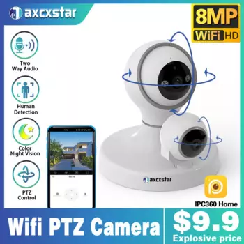 IP-камера видеонаблюдения, 4K, 8 Мп, Wi-Fi, PTZ