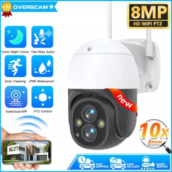 IP-камера видеонаблюдения, 4K, 8 Мп, Wi-Fi, PTZ, 10-кратный зум