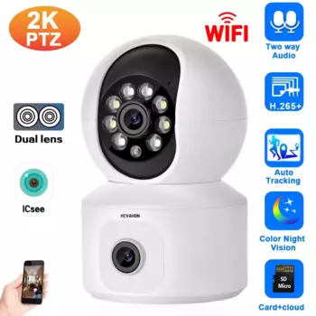 IP-камера видеонаблюдения HD, 4 МП, 2 канала, Wi-Fi, PTZ
