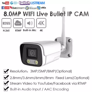 IP-камера видеонаблюдения IMX415 Беспроводная с поддержкой Wi-Fi, 4K, 8 МП
