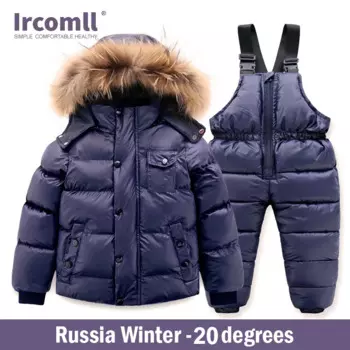 Ircomll Високоякісний російський зимовий комплект дитячого одягу, товстий бавовняний пух, водонепроникний вітрозахисний дитячий одяг, сніговий одяг, лижний су