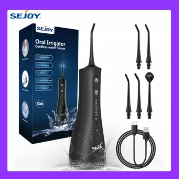 Ирригатор для полости рта SEJOY, перезаряжаемый от USB, устройство для чистки зубов, 5 режимов, IPX7, стиральная машина для полости рта