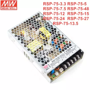 Источник питания MEAN WELL серии RSP-75, 75 Вт с одним выходом и функцией PFC RSP-75-3,3/5/7,5/12/15/24/27/48 В
