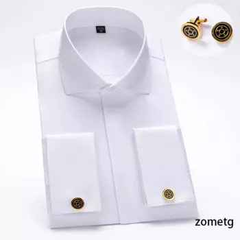 Jannydaystore Мужская классическая рубашка Французские рубашки с манжетами Формальная мужская верхняя одежда ali Деловые рубашки Zometg классическая рубашка