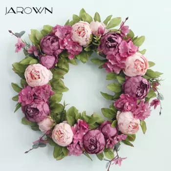 JAROWN искусственный 45 см пион из шёлка, цветок, Плетеный венок, свадебный фон, украшение, гирлянда, декор для двери, настенные украшения