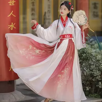 Элегантный летний костюм Hanfu для косплея, элегантный Вышитый Костюм в китайском стиле, платье Hanfu для женщин