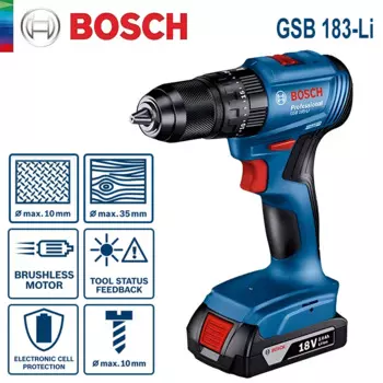 Электрическая дрель Bosch GSB 183, шуруповерт, беспроводная бесщеточная Ударная дрель, крутящий момент 56 нм, многофункциональные электроинструменты для фототехники