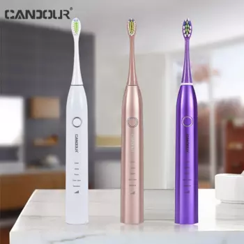 Электрическая зубная щетка CANDOUR CD5168, ультразвуковая зубная щетка Водонепроницаемая IPX8 USB-зарядка, 15 режимов, перезарядка, стерилизация, звуковая зубная щетка
