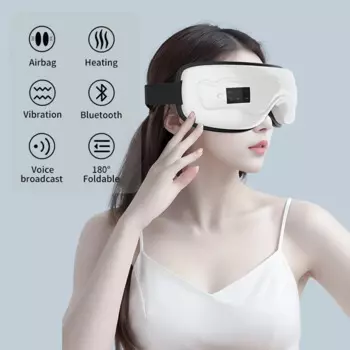 Электрический массажер для глаз Jinkairui, подогрев воздуха, Bluetooth, портативный складной, улучшение сна