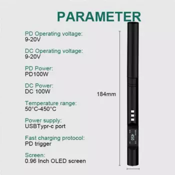 Электрический паяльник PTS200 V2 PD 100 Вт, портативный, с быстрым нагревом, оловянный, с открытым исходным кодом, поддержка обновления прошивки PD3.0, наконечник K