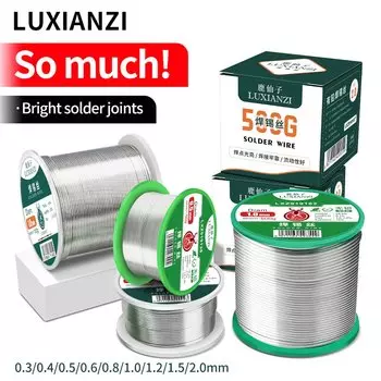 Электрический сварочный инструмент LUXIANZI 500 г, припой с проводом высокой чистоты 63/37 олова, сварочная проволока с канифольным сердечником 0,5/0,6/0,8/1,0/1,2/2,0 мм
